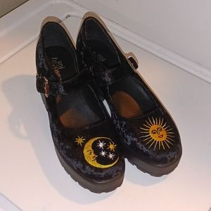 Sun and Moon Velvet Mary Janes by Koi Footwear
